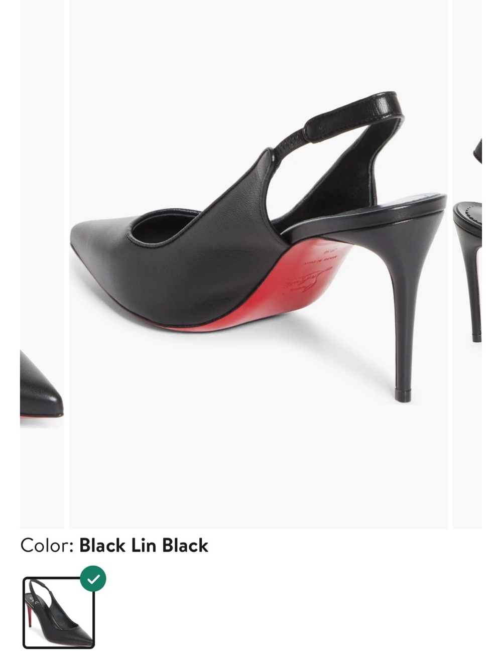 Christian Louboutin Black Leather Slingback Pumps with Red Accent